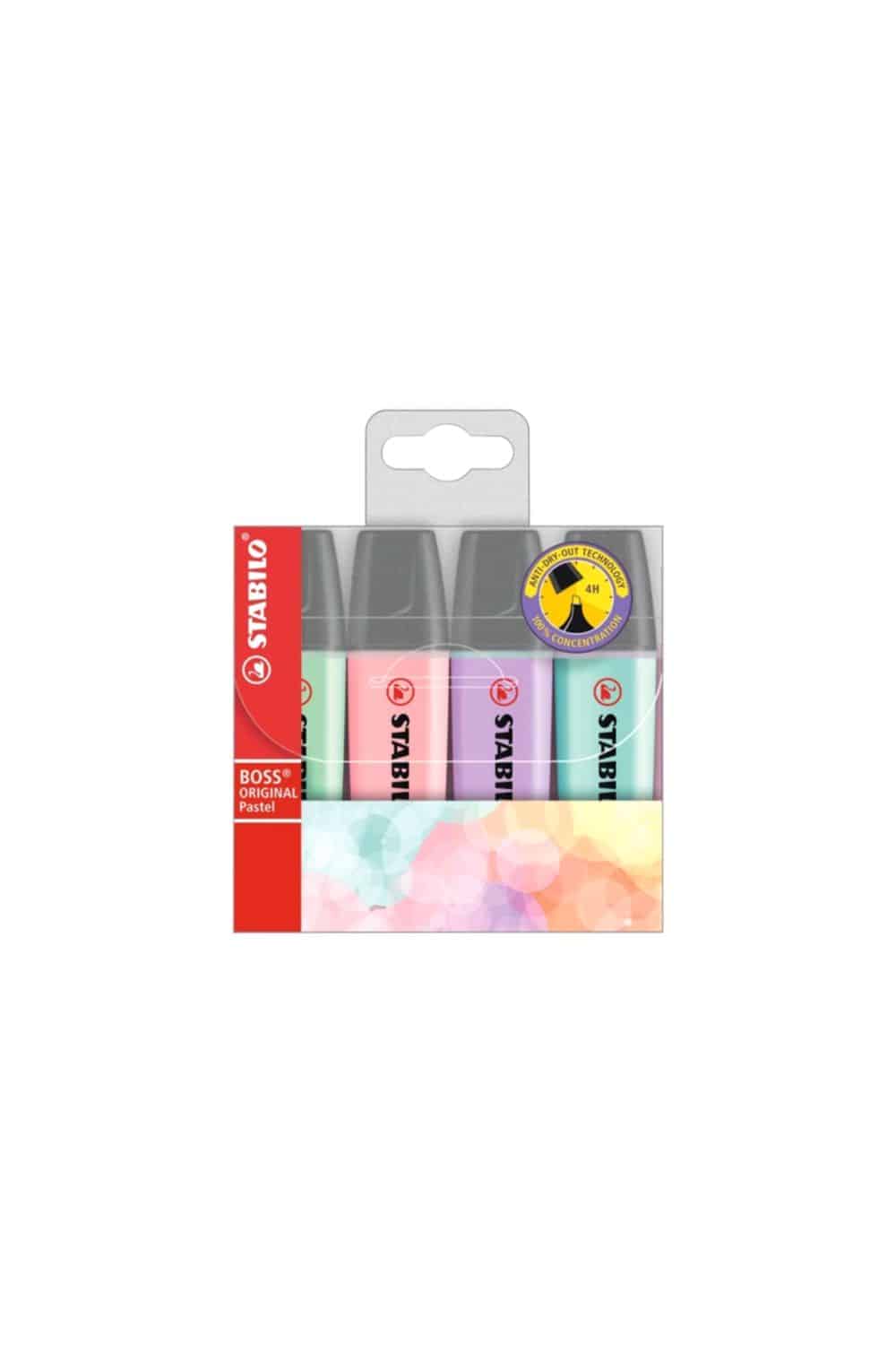Stabilo Boss Highlighter Pastel 4 Pack Teachit Co