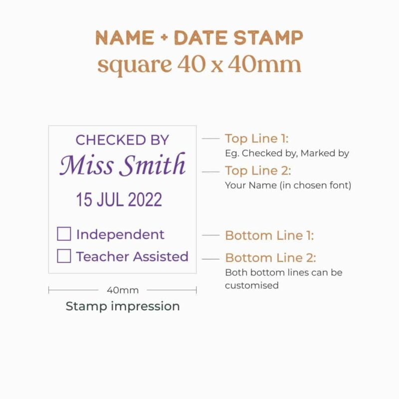 Name and date stamp square