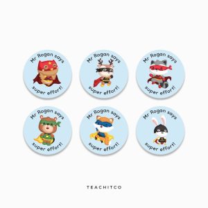 Superhero Animal Merit Stickers