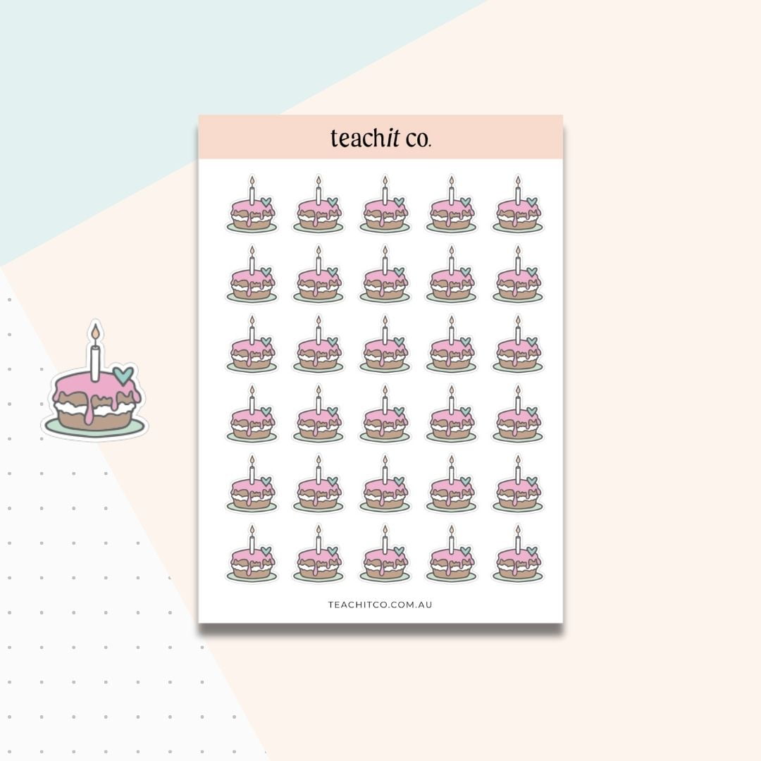 Planner Stickers  Birthday Cake - Teachit Co