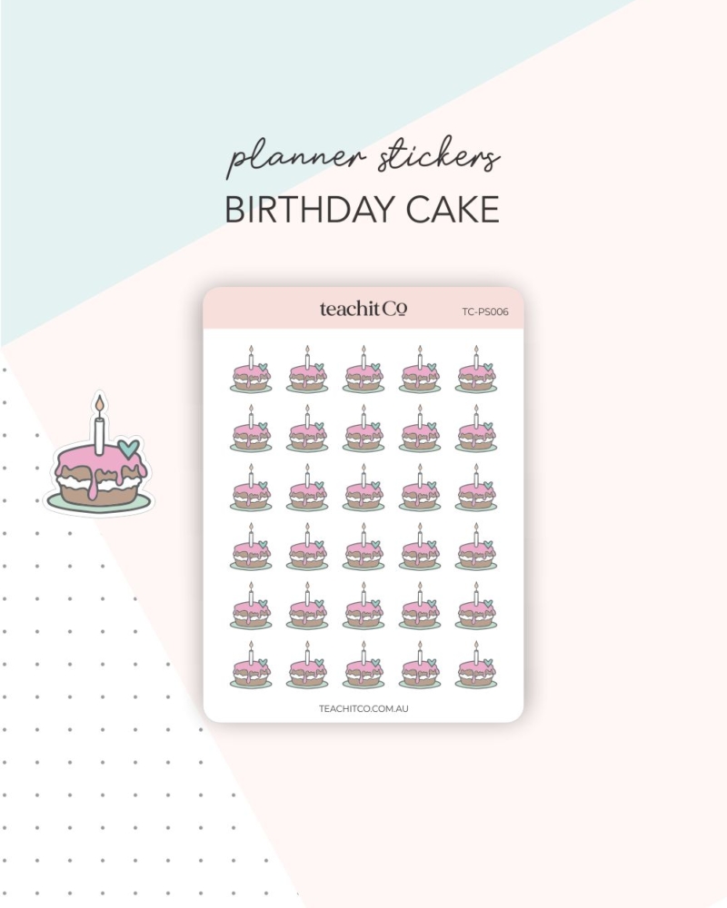 Birthday Cake Planner Stickers teachit Co