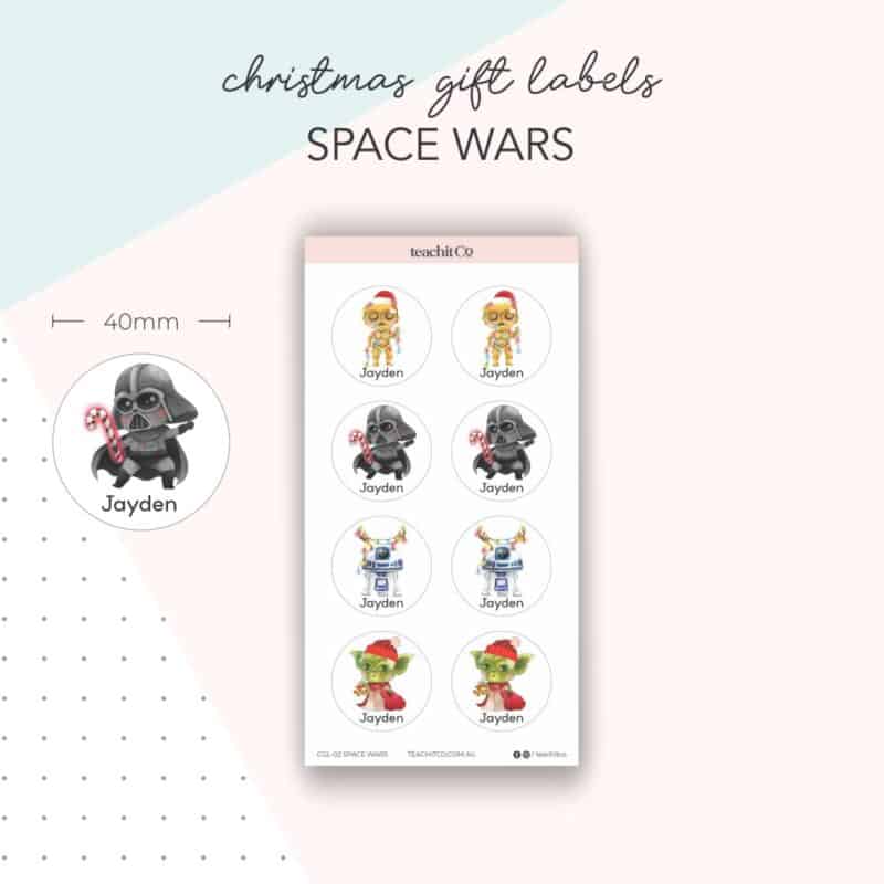Christmas Gift Labels Space Wars