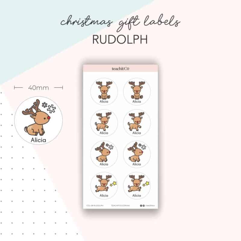 Christmas Gift Labels Rudolph