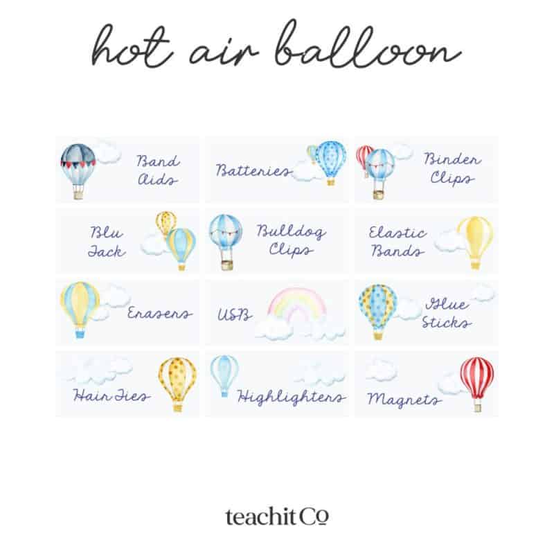 Teacher Toolbox Labels Hot Air Balloon