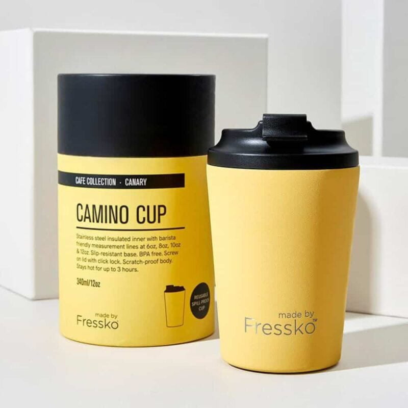 Reusable coffee cup yellow