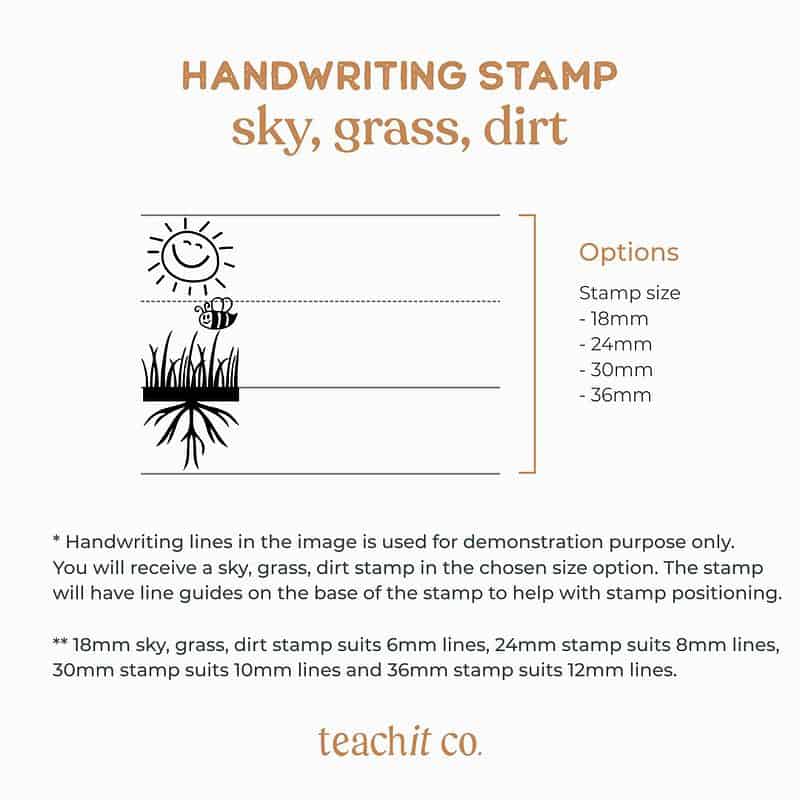 Handwriting stamp sky, dirt, grass