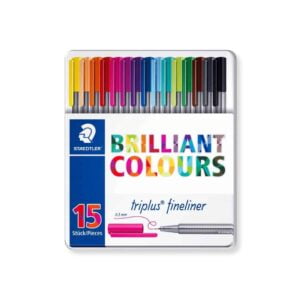 Staedtler Triplus Fineliner in Tin of 15 Brilliant Colours