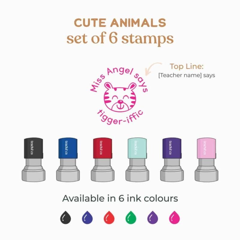 Cute animal set of 6 stamps