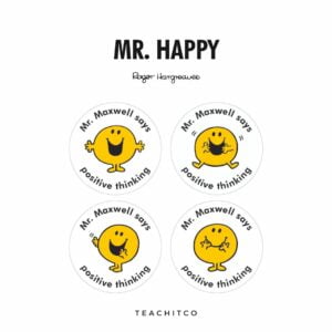 Mr. Happy personalised stickers