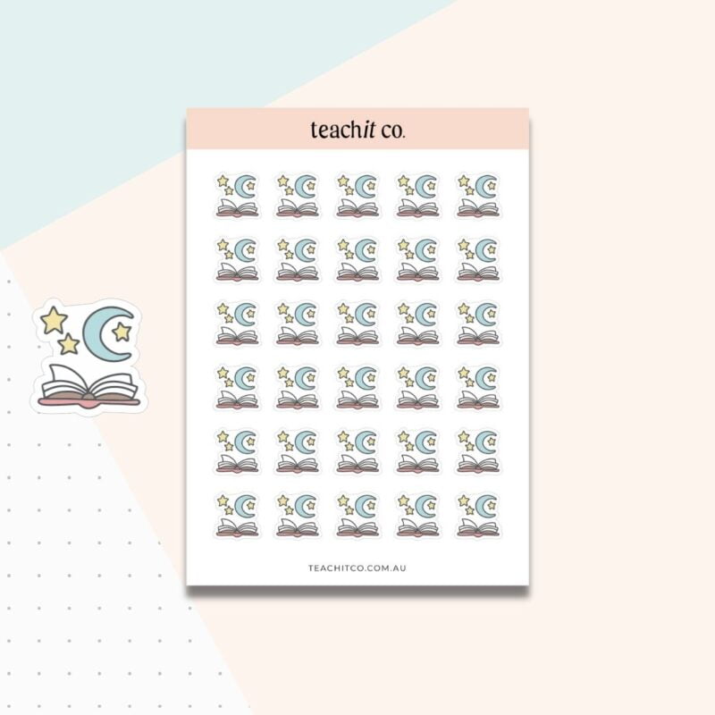 Bedtime reading planner stickers